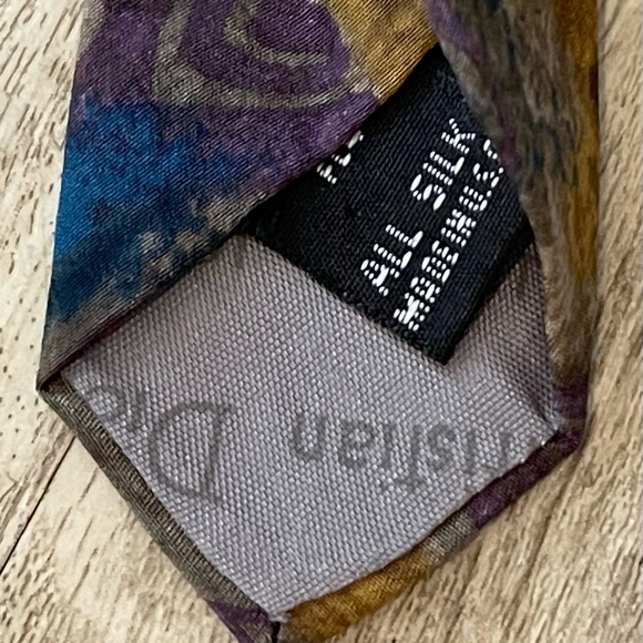 Christian Dior Vintage 100% Silk Men's Designer Tie in RARE Abstract Art Print - Picture 4 of 7